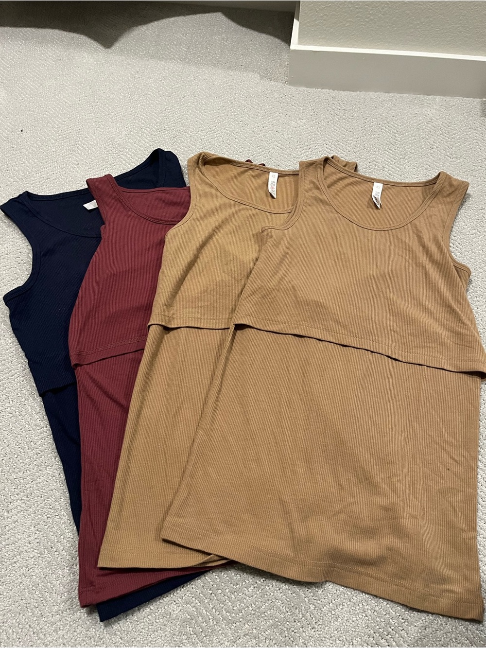 Latched Mama Ribbed Nursing Tank Top - Tan, Burgundy, Navy